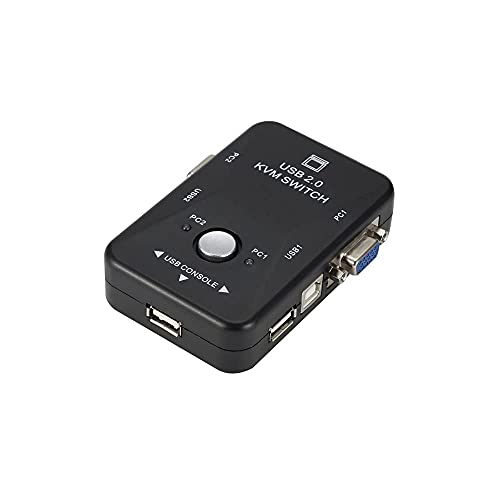 Image of 2 Port KVM Switch USB 2.0 KVM Switch Box to Control up to 2 Computers 2 in 1 Out Switch USB Keyboard Mouse Sharing Device for Computer, PC, Laptop, Desktop, Monitor, Printer, Keyboard, Mouse Control Computer Sharing Video Mouse Keyboard Monitor