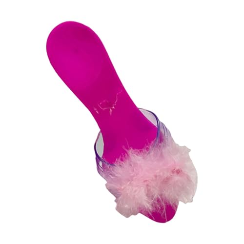 Luwecf Princesa Zapatos Sandalias Niña Accesorios Disfraz Talón Zapato Resistente Material PP Adecuado para Juego de Roles Cosplay Cumpleaños Regalo, Rosa con Pluma