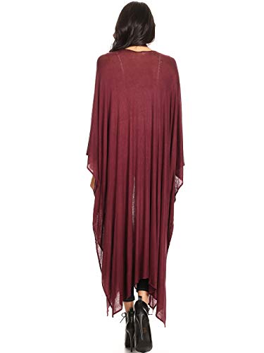 Image of Anna-Kaci Womens Oversized Open Front Draped Pockets Long Maxi Robe Cardigan
