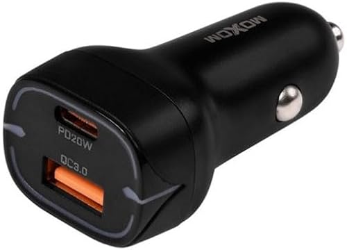 Moxom MX-VC14 20W Fast Car Charger with Blue LED Edge Light