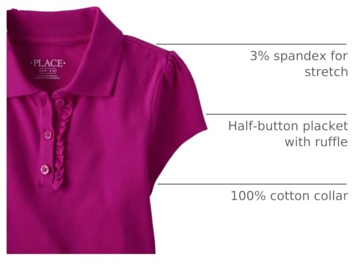 Image of The Children's Place Girls' Short Sleeve Ruffle Pique Polo, 3 Pack