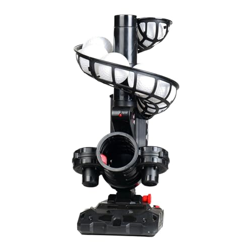 Volleboポータブルピックルボール投げ機、ピックルボール練習用トッサー、ングと低レベルの守備練習用のトレーニングボール9個が含まれています、すべてのテニスプレーヤー愛好家向け (ブラック)