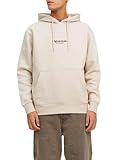 Taschen : Känguru Tasche JACK&JONES Hoodie mit Logo Print Kapuzen Pullover mit Kordelzug und Kängurutasche JORVESTERBRO, Größe Pullover:L,Farben:Sand