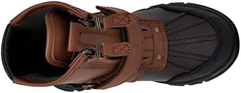 POLO RALPH LAUREN Boys Conquered Hi Boot, Chocolate/Tan Leather, 5 Big Kid | Image 4