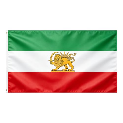 VELIFFCO Iranian Lion and Sun Flag Old Historic 3x5 Ft - Polyester Lightweight Flags with 2 Brass Grommets for Sports Events Decorations