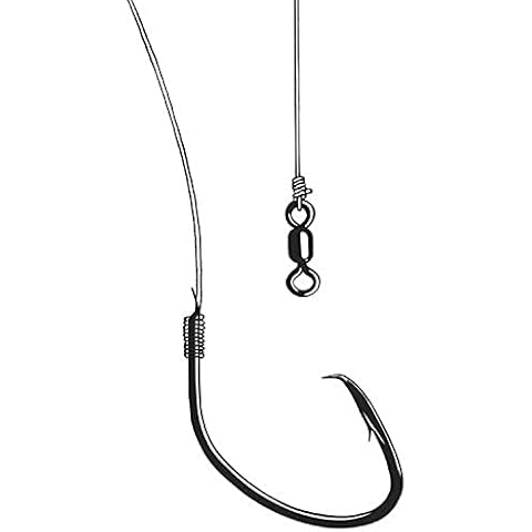 Owner Ghost Fluorocarbon Leader Mutu Light Circle Hook, 2/0,Silver Cover