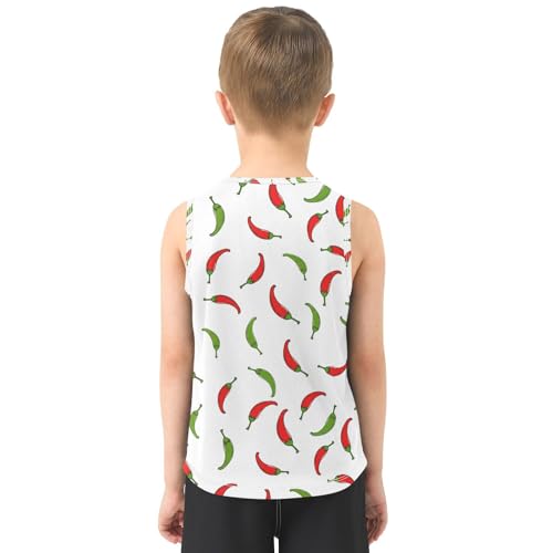 J JOYSAY Pepper Vegetable White Boys Tank Top Sleeveless Muscle Shirts Quick Dry Kids T-Shirts 3-15T3