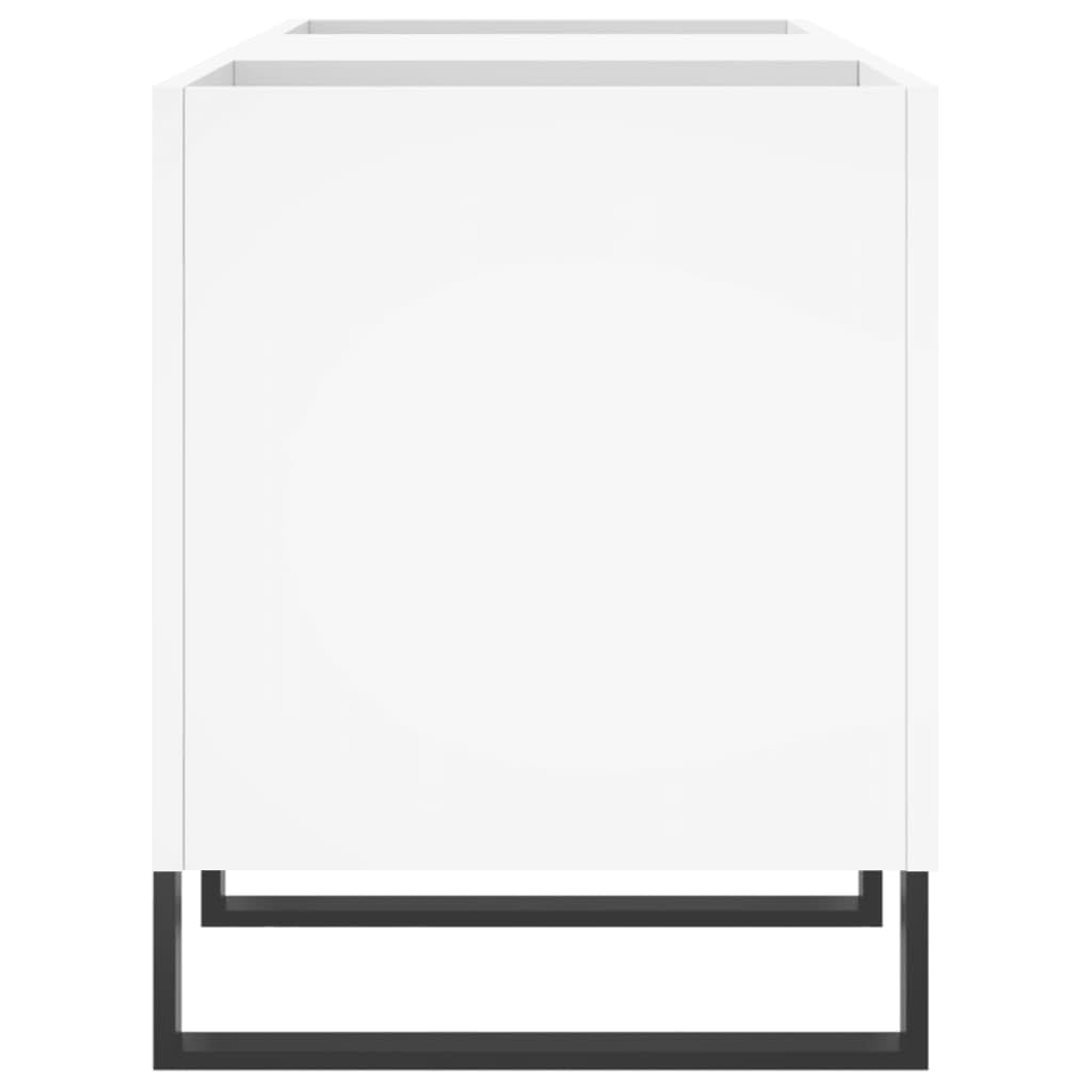Fengshui Szafka panelowa biała 121 x 38 x 48 cm materiał drewnopochodny | Stabilna górna płyta do gramofonu, żelazne nogi, styl industrialny, przestronne przechowywanie LP