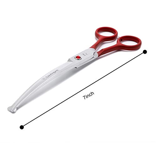 Image of LovinPet Pet 7 inch Curved Scissor Right /Left-Handed Pet Round-Tip Grooming Stainless 6CR Steel Safety trimming shears for Dogs and Cats (Easy use Curved Scissor)