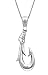Sterling Silver Fish Hook Necklace Pendant with 18" Box Chain