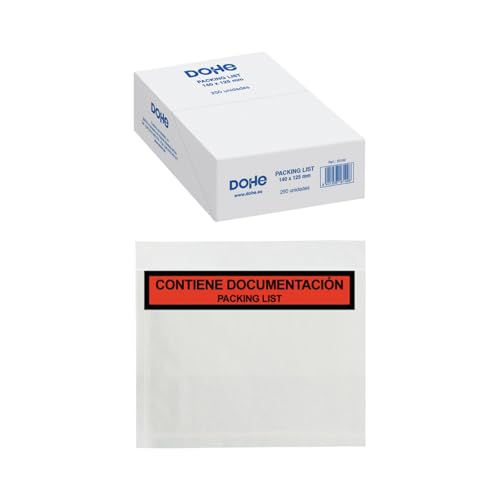 Dohe - Packing List 140x125 mm (250 uds.), Sobres Portadocumentos Autoadhesivos, Material de Oficina
