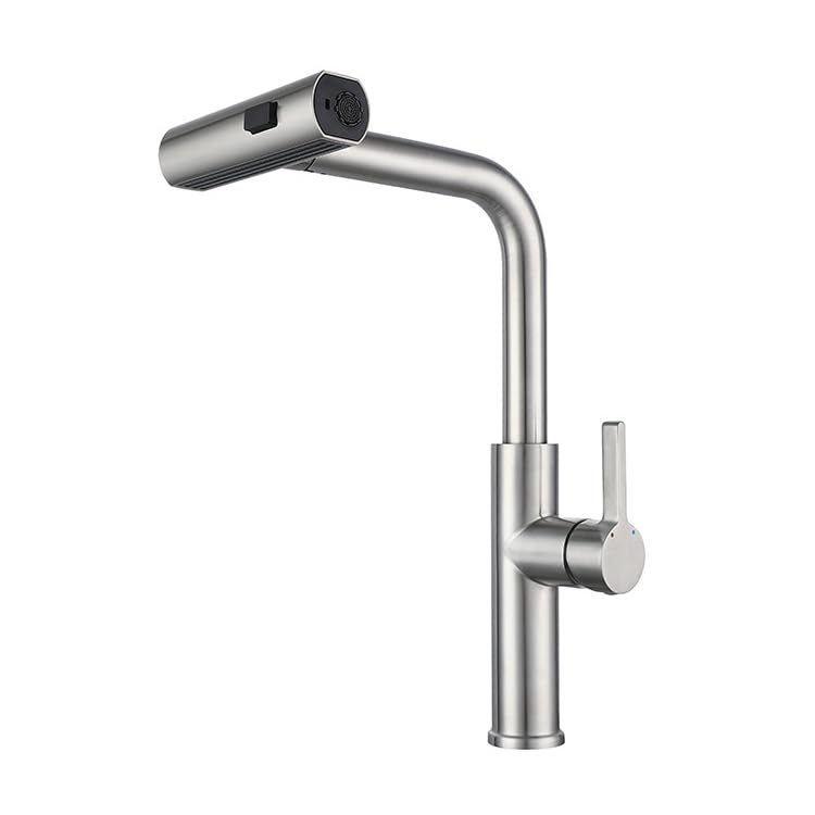 Robinet de cuisine gris anti-éclaboussures avec 3 modes de débit d'eau - 2