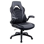 Emerge Vortex Bonded Leather Ergonomic Gaming Chair with Lumbar Support, High Back and Adjustable Tilt Lock, Black and Gray