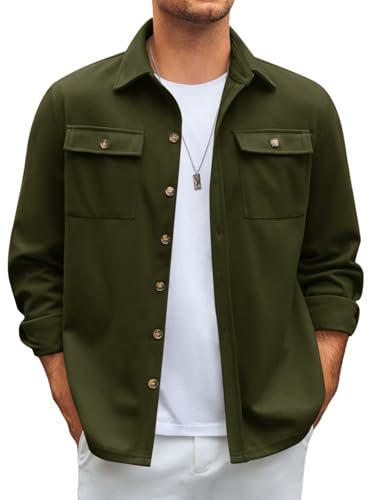 Runcati Mens Shirt Jacket Long Sleeve Button Down Casual Shacket