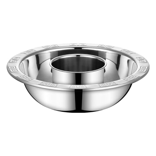 ステンレス製しゃぶしゃぶ鍋(仕切り付き)、元陽鍋、二味スープ鍋(シルバー、蓋なし),A,45cm