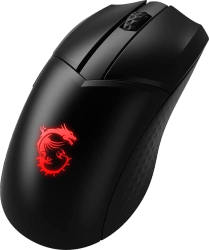MSI CLUTCH GM41 LIGHTWEIGHT WIRELESS Gaming Mouse - 20000 DPI Optical Sensor, Symmetrical, 60M+ Click OMRON Switches, 6-Buttons, 80-Hour Battery, Charging Dock, 1ms Latency, RGB, 74g - Wired/Wireless