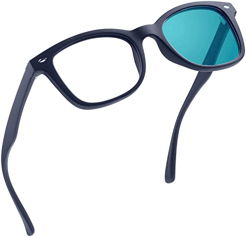 Image of YEIN Blue Light Blocking Glasses, Photochromic Blue Sunglasses, Computer Reading Glasses, TV Glasses for Women /Men(Navy,+2.25 Magnification)