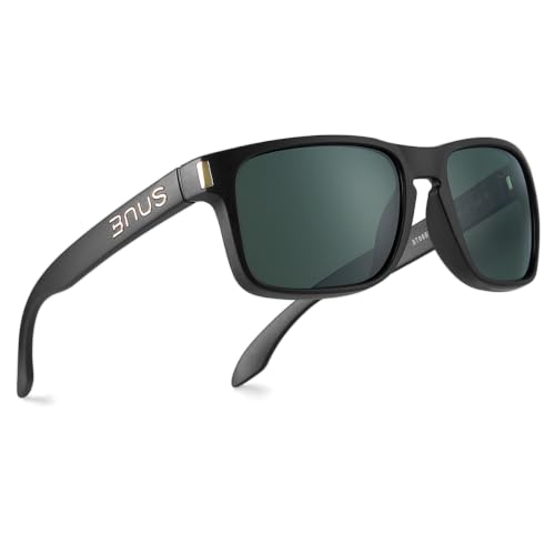 Image of BNUS Corning Glass Lens Sunglasses for Men Women, Polarized Option UV400 | Hard, scratch-resistant Corning glass lenses, UV protection, no-paint frame, spring hinges - ideal for driving & fishing