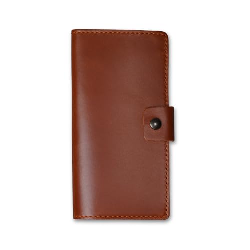 PEGAI Handmade Personalized Leather Checkbook Covers For Personal Checkbook | 100% Distressed Leather Checkbook Cover & Wallet | Business Checkbook Cover | Clark (DT Whiskey)