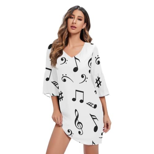 Robe d'été en mousseline pour soirées et terrasses robe noire musique fluide et légère