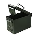 VicBre Ammo Can Metal 50 Cal Ammo Box for Storage, Lockable Military Pistol Ammo Case, Rifle Shotgun Waterproof Solid Steel Container (Army Green)