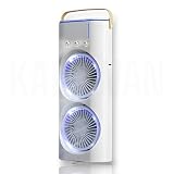 Genérico Ventilador Torre con Doble Nebulización USB, Color Blanco, Rotación 180°, Oscilación 90°, Iluminación LED, Uso Doméstico