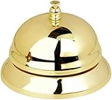 Premium Gold Plated Service Bell, 3.35 Inch Metal Desk Call Bell with Clear Ring Sound for Office, Hotel, Restaurant, Reception Counter