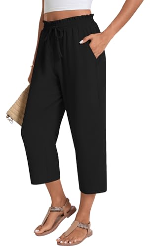 syoss Women's Business Casual Pants High Waist Loose Straight Trousers with Pockets Wide Leg Work Pants2