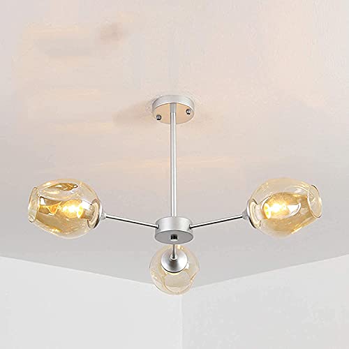Lustre de verre moderne salon plafonnier moléculaire sans zone d'ombre