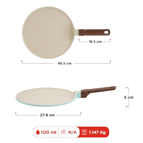 Image of Vinod Ceravit Ceramic Non Stick Dosa Tawa 27 cm | 100% Toxin Free | Tava for Dosa, Roti, Chapati & Uttapam | 5.2 mm Thick Bottom | PFAS & PFOA Free | Induction & Gas Compatible | Metal Spoon Friendly