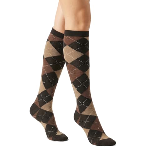 Image of Couver Women's Argyle Knee High Socks - Soft Acrylic Over the Calf Tube Style Socks for Casual Athletic - One Size
