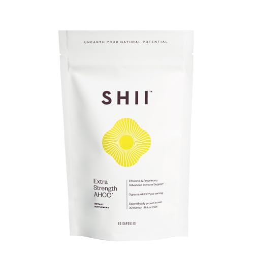 SHII Extra Strength AHCC Mushroom Supplement, Helps with Stronger Immune Performance, 3g AHCC per Serving, 60 Capsules per Pack
