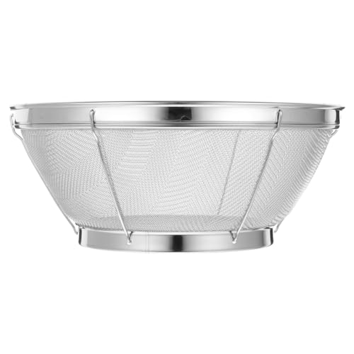 AUTSUPPL Fine Mesh Stainless Steel Rice Colander 8.6 Inch Compact Kitchen Strainer Basket for Washing Vegetables Fruits and Draining