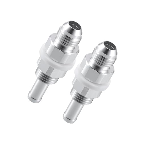 VekAuto 2pcs Car Fuel Line Fitting 6AN Male Flare Bulkhead to 5/16" Hose Barb Fuel Tank Fitting Adapters Aluminum Alloy Silver Tone Auto Accessories