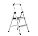BirdRock Home 2-Step Aluminum Step Ladder - Sturdy Thin Folding Stool - 2 Anti-Slip Steps - Wide Platform - Great for Your Kitchen, Pantry, Closets, or Home Office - Modern Stool - Indoor - Silver