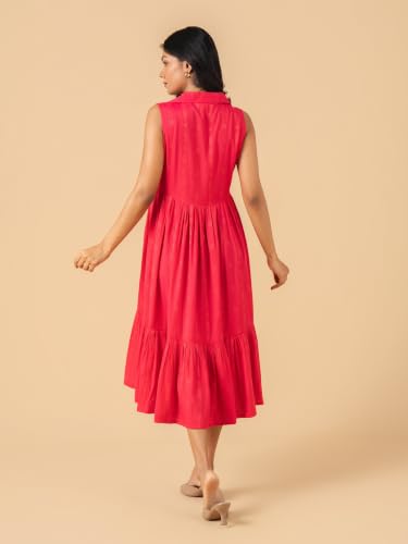 Image of The Mom Store Printed Maternity & Nursing Dress for Women | Cotton | Feeding Dress | Midi Dress | Pregnancy & Postpartum Wear | Stylish Causal Wear Dress for New Mom