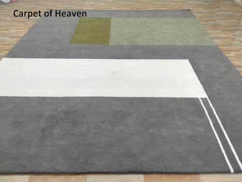 Image of Irregular Shape Handmade Woolen Carpet Grey Colour Size 6x8 feet