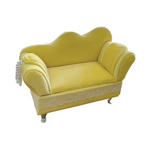 rockible Style Européen Boîte à Bijoux Organisateur Présentoir Modèle de Meubles pour Bagues Boucles D'oreilles Bracelet Filles Femmes Chambre Décor de Chambre, Canapé Jaune Crème, Comme décrit