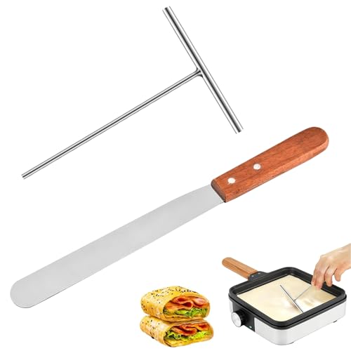 Distribuidor de masa para crepes, espátula de acero inoxidable, accesorio para crepes, perfecto para crepes y tortitas, tamaños prácticos, distribución uniforme