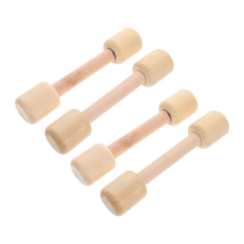 LIOOBO 4pcs Wooden Dumbbell Weights for Boys Engaging Exercise Equipment for Imaginative Play Develops Physical Strength Fitness