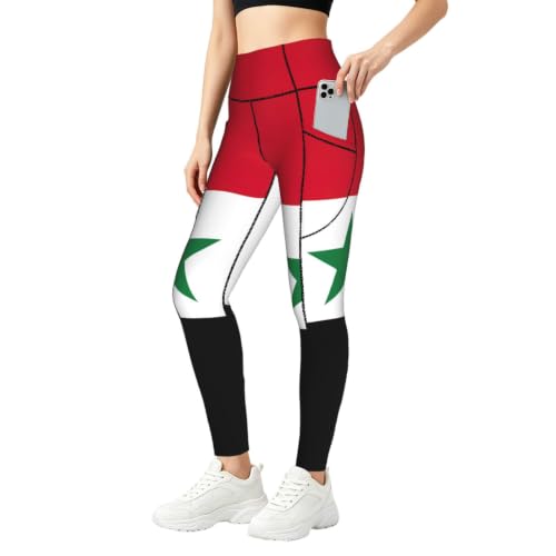 Leggings de la bandera de Siria para mujer conjunto deportivo de alta costura elástica