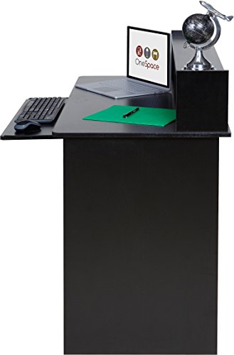 Onespace Essential Computer Desk, Hutch With Pull-Out Keyboard, Black #TOP6