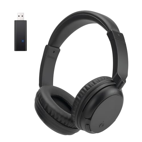 Ayaminolk Casque TV sans Fil pour Seniors et Adultes, Casque Supra-auriculaire 2.4G et Bluetooth 5.3 avec Émetteur USB, 10 Heures d'Autonomie Latence Ultra-Faible pour TV, PC et Appareils Audio