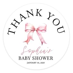 Personalized Pink Coquette Bow Thank You Stickers
