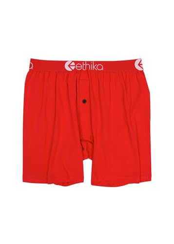 Ethika Boy's Alternate Boxer with Button Fly, 4-Way Stretch for Relaxed All-Day Wear - Red Machine(RED,S)