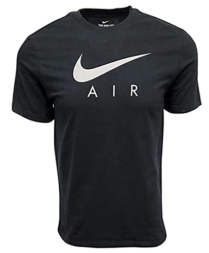 Nike Men's Swoosh Air Metallic Graphic Tee (Small, Black/Silver)