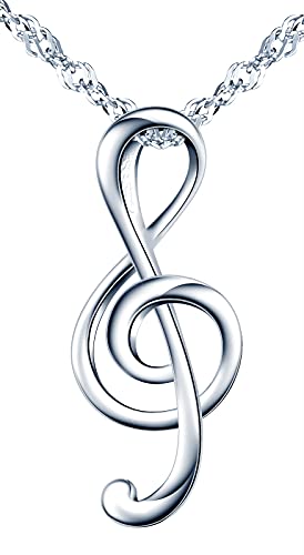 MicVivien Schmuckset Damen Silber 925 Musiknote Halskette Ohrringe Set - Violinschlüssel Zirkonia Musiknote Ohrstecker und Kette Schmuck Set für Mama Oma Frauen Freundin Cover