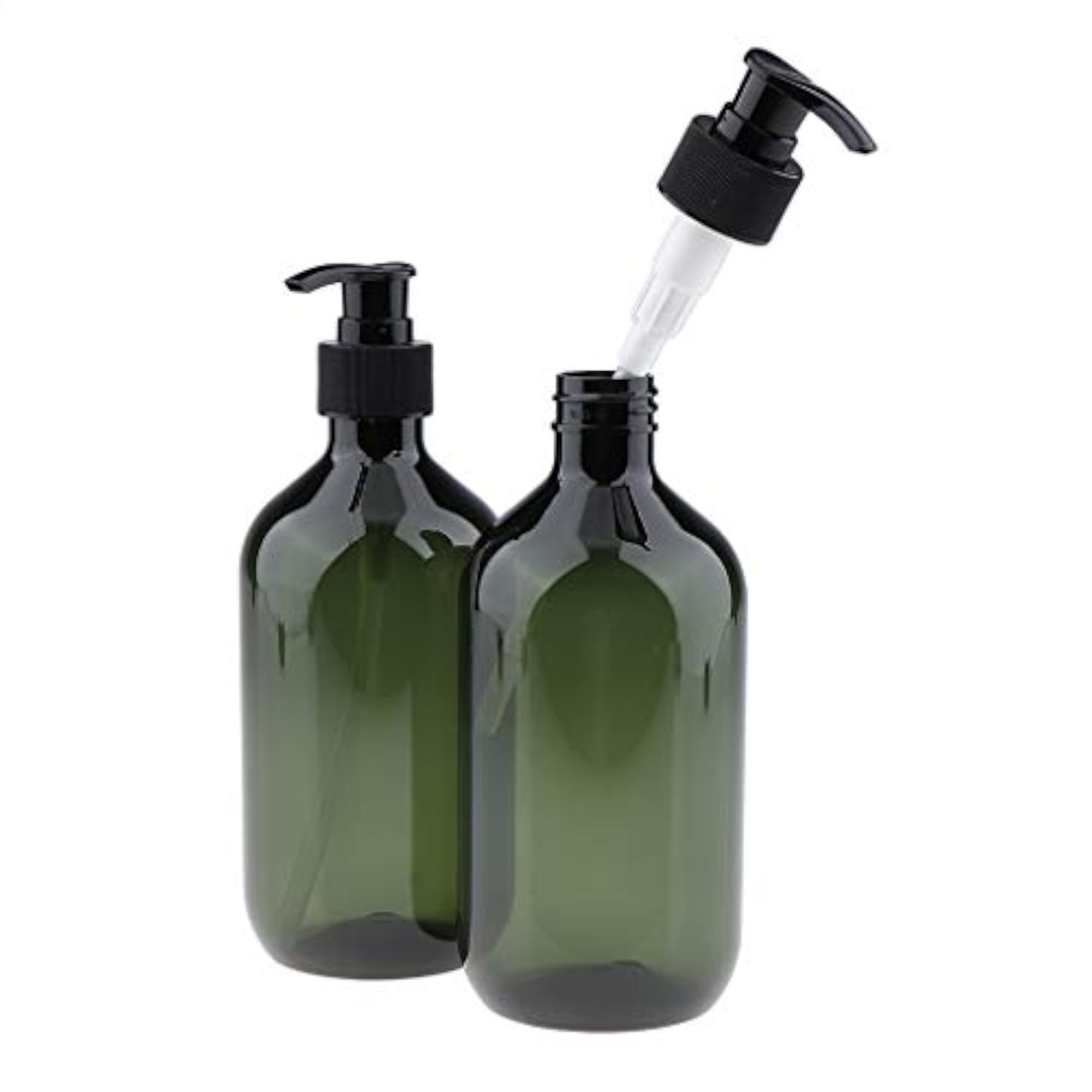 2x Empty Translucent PET Shampoo Conditioner Pump Bottles