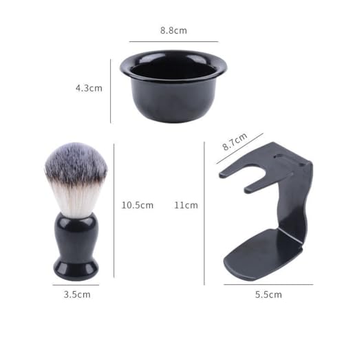 Aiweijia Rasierpinsel-Set,3 in 1 Rasierset für Männer Haar-Bartpinsel mit Ständer Rasiererhalter und Rasierschale für Vatertagsgeschenke