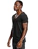 Deep V Neck T Shirt for Men Low Cut Scoop Tee Invisible Vee Top Cotton Short Sleeve Wide Neck Black XL #2